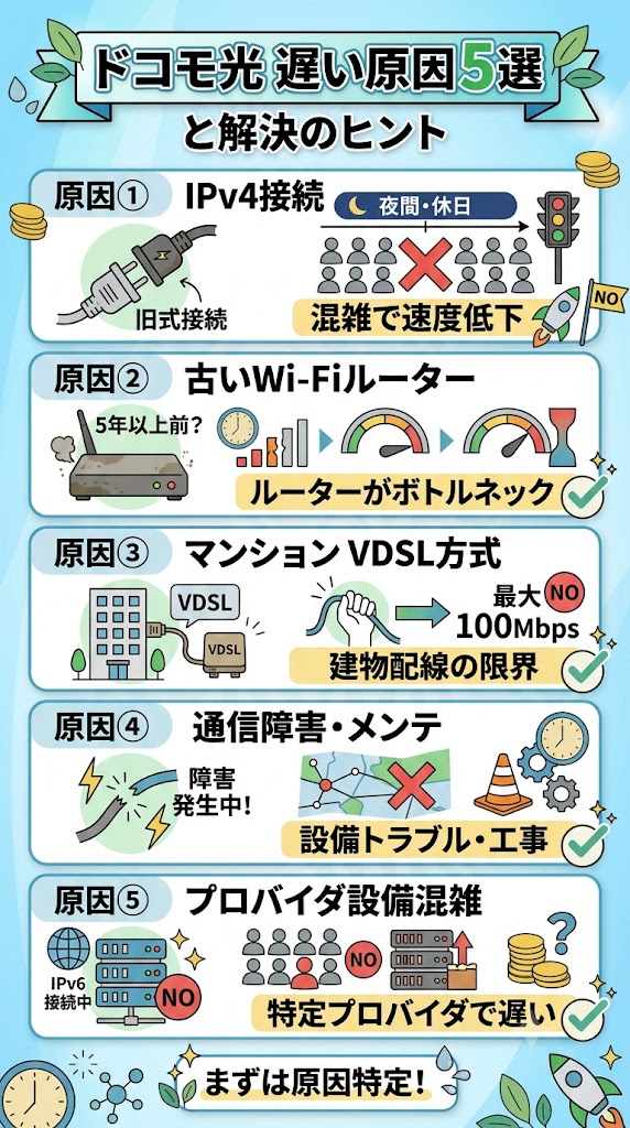 ドコモ光が遅い原因ランキング