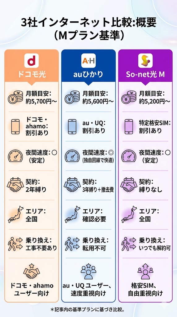 ３社インターネット比較概要図