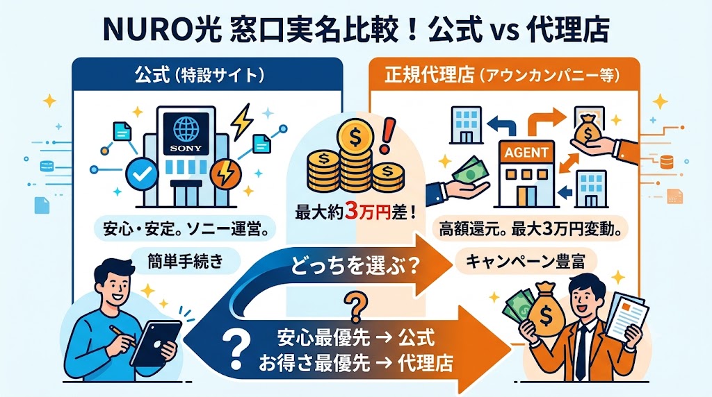 NURO光の申込窓口比較！公式と代理店