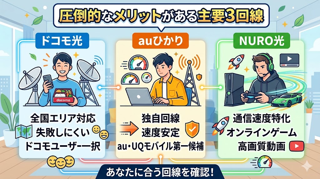 光回線おすすめランキング主要３回線概要