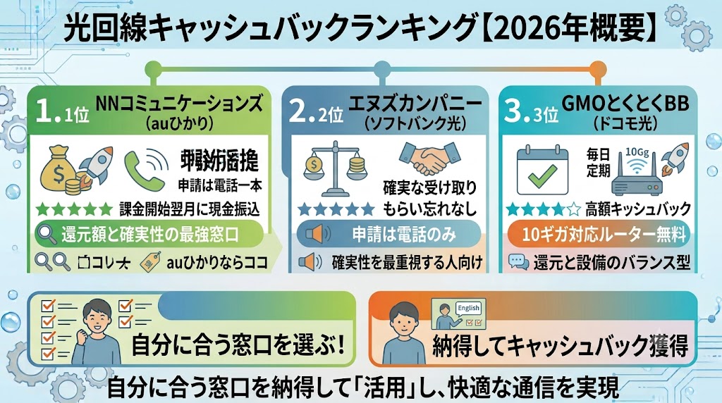 光回線キャッシュバックランキング