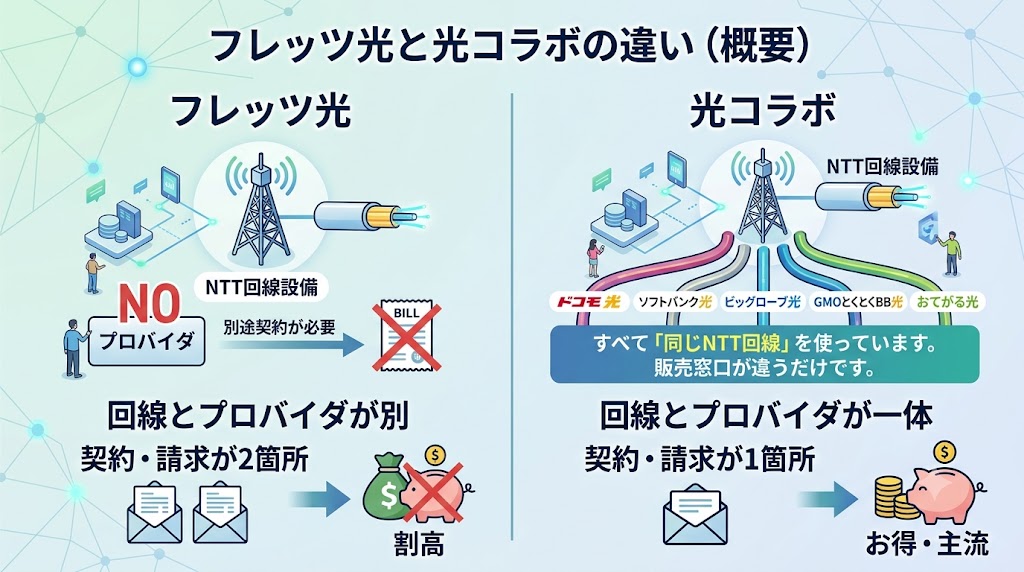 フレッツ光と光コラボの違いを比較