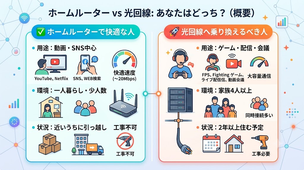 「ホームルーターは遅い」は誤解？使い続けていい人と光回線に変えるべき人