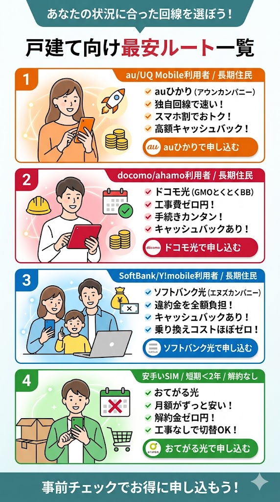 戸建てで乗り換えるならこの４つの回線がおすすめ