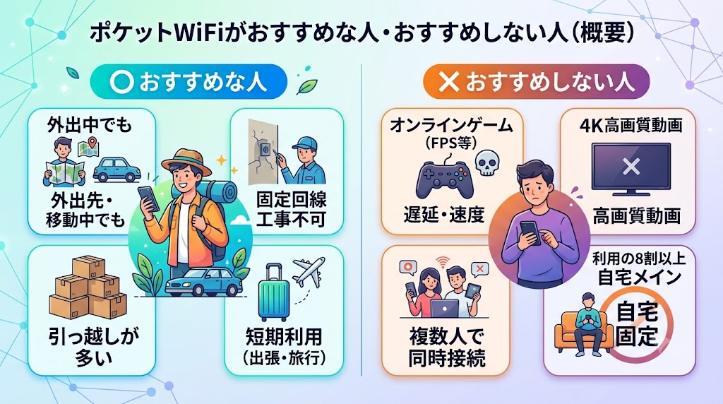 ポケットWiFiがおすすめな人・おすすめしない人