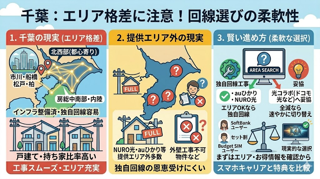 千葉の光回線は都心よりなら独自回線提供エリア外はキャリア回線