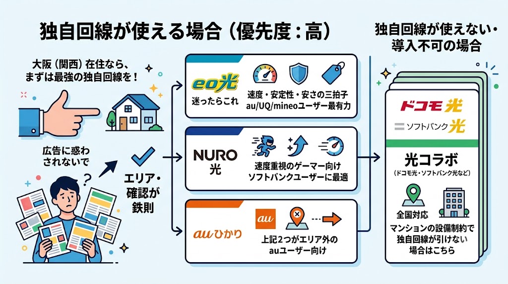 大阪（関西）の光回線選びは「エリア・設備確認」から