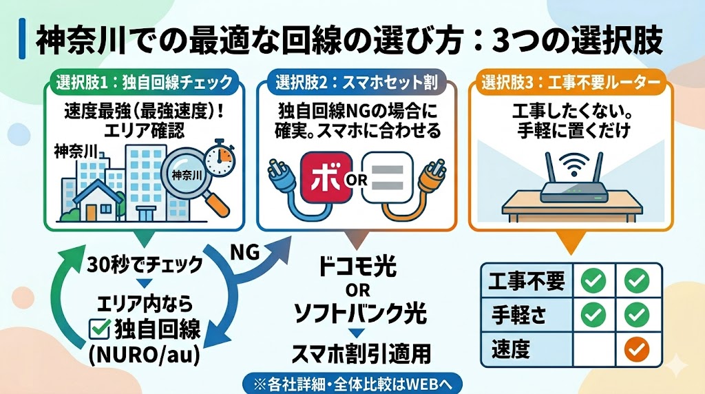 神奈川での最適な回線の選び方分岐
