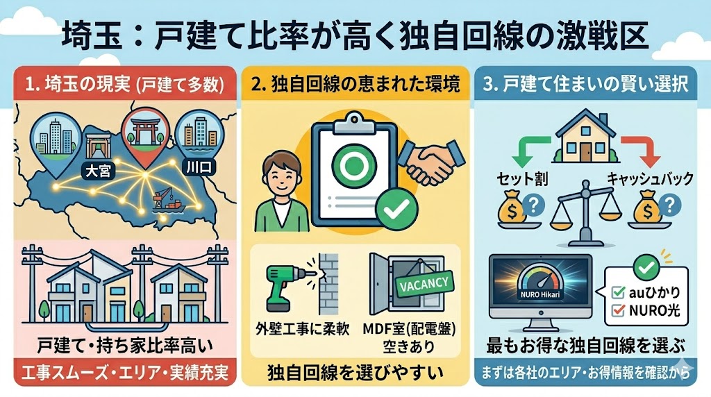 埼玉の光回線は独自回線でも好きなものOK