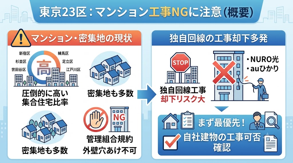 東京23区：マンション工事NG注意概要図
