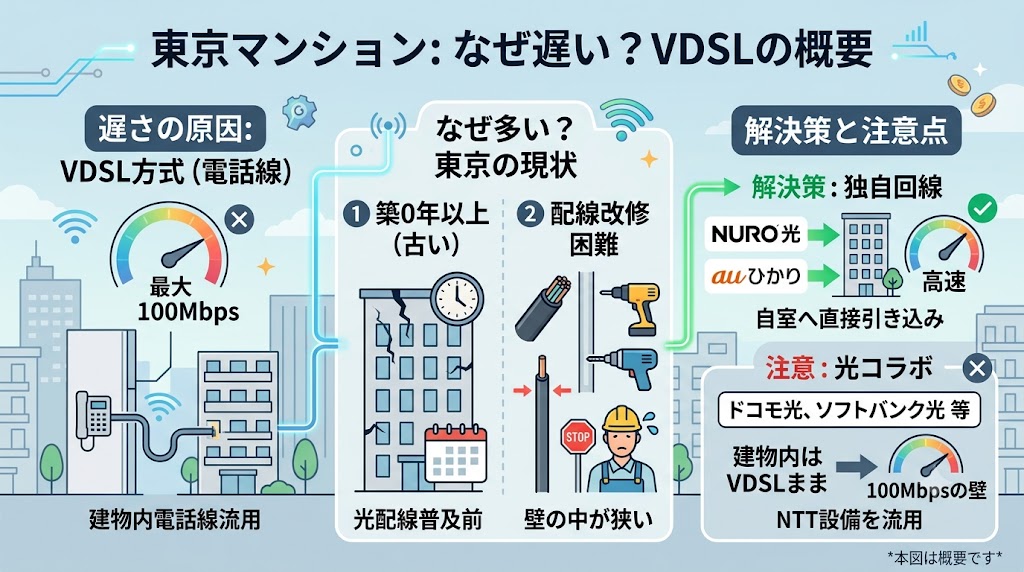 東京マンションVDSL方式が遅い理由