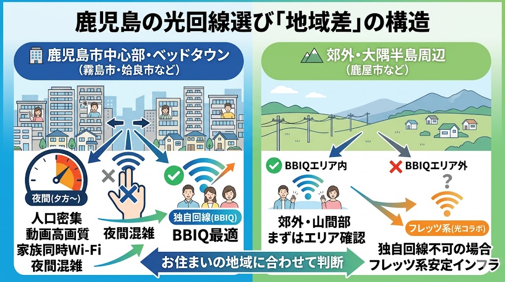 鹿児島県のエリア別のおすすめ回線図