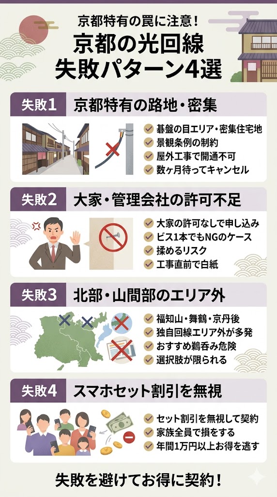 京都の光回線選びで多い4つの失敗パターン具体例