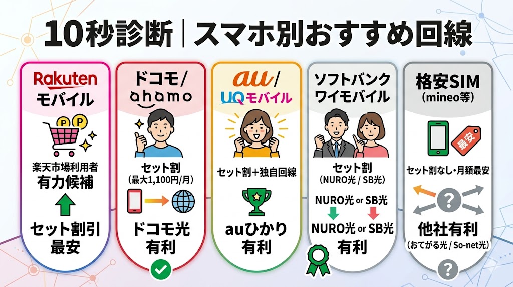 楽天ひかりはどんな人におすすめかスマホ別おすすめ回線