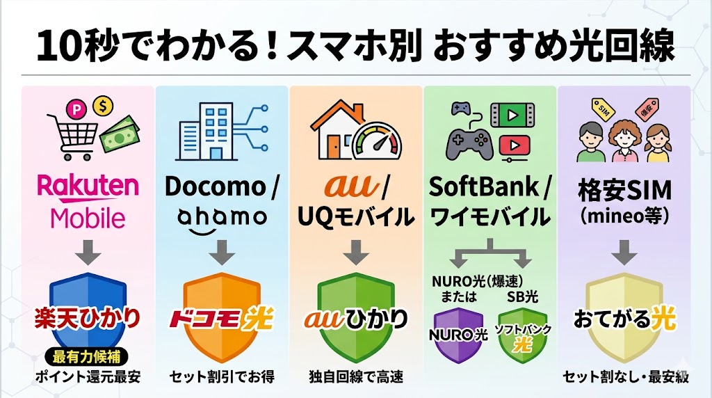 スマホ別のおすすめ回線