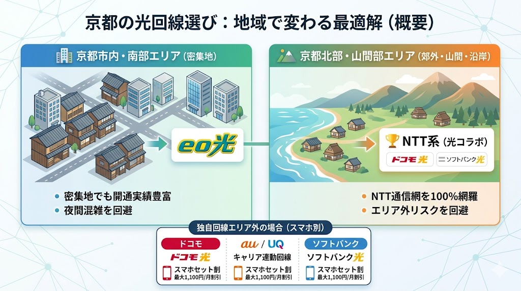 京都の回線選びは地域で変わる