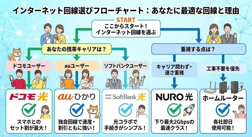 あなたへの最終おすすめの光回線はどれ?フローチャート