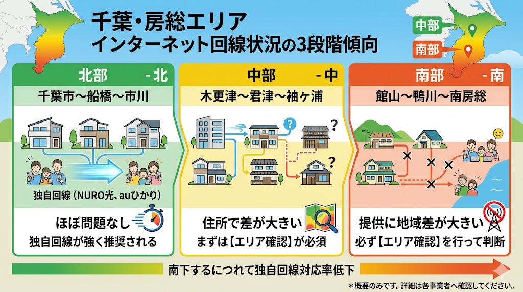 房総エリア北部・中部・南部別提供エリア傾向