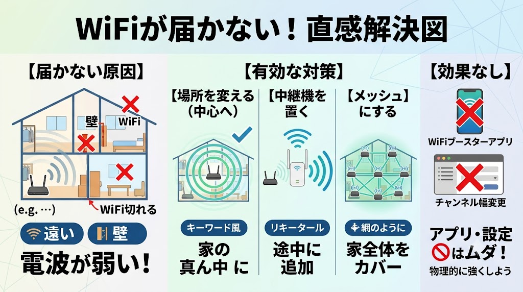 特定の場所だけwifiが切れやすい場合の対処方法