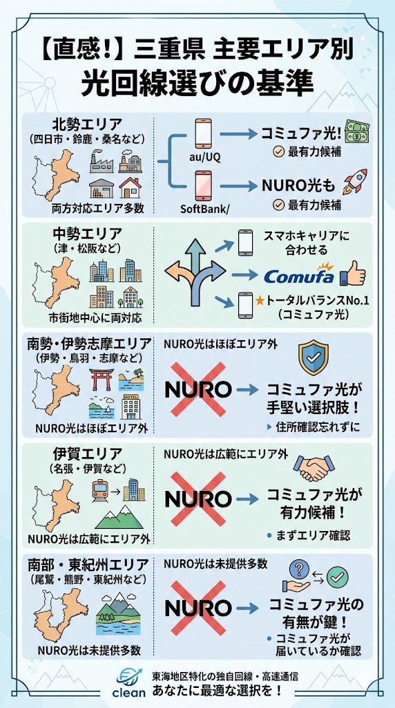 三重県地方都市別の光回線契約早見表