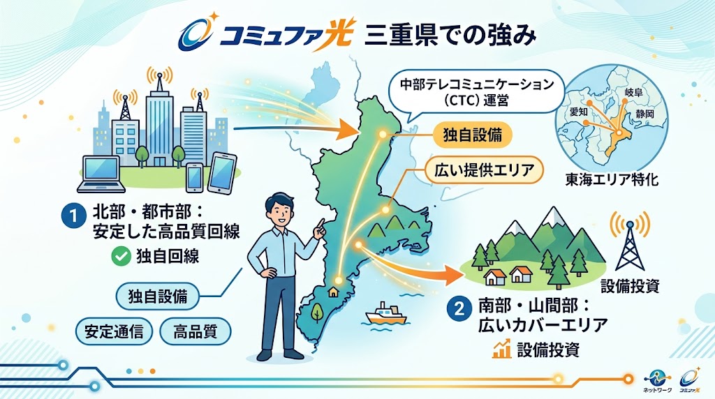 コミュファ光は東海エリア三重県で広域をカバー