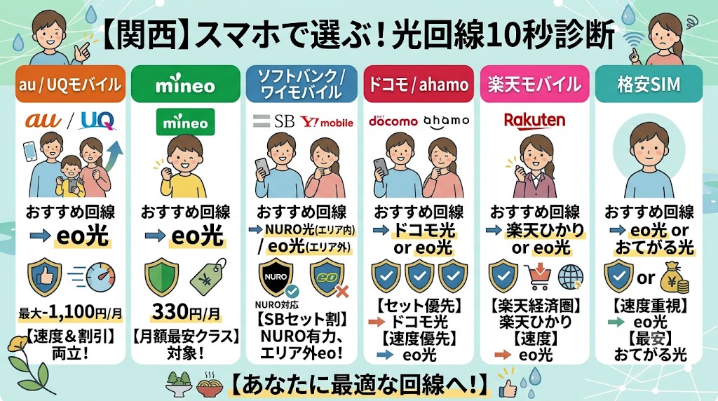 関西でおすすめの光回線はスマホキャリアで決まる