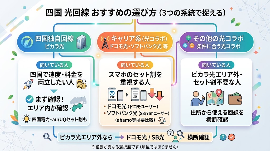 四国でおすすめの光回線を比較｜まずはこの3系統から選ぶ