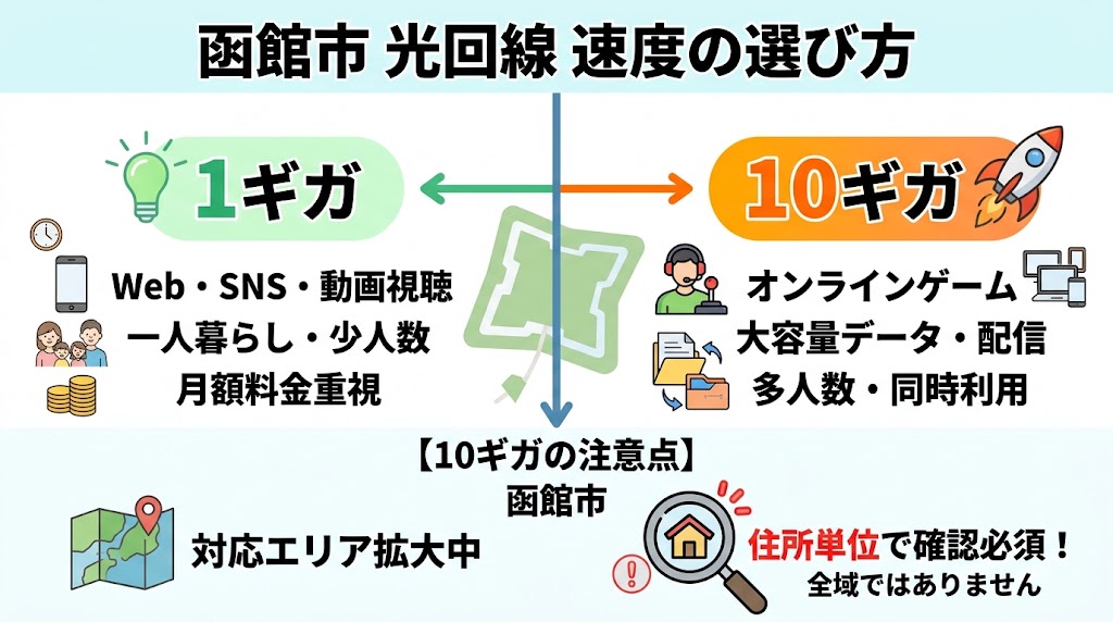 函館市で光回線を選ぶときの速度の考え方（1ギガ・10ギガ）