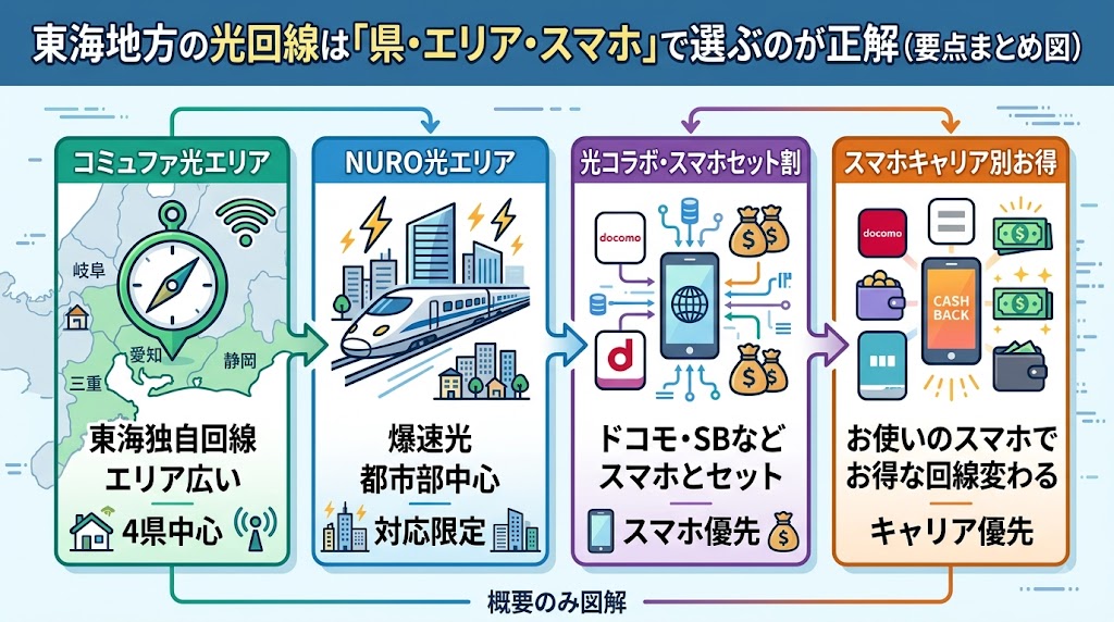 東海地方の光回線は「県・エリア・スマホ」で選ぶのが正解