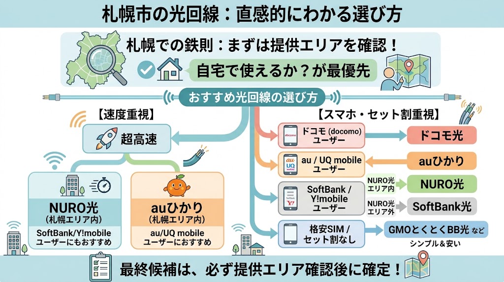 札幌市の光回線は「提供エリア×住居×スマホ」で選ぶ