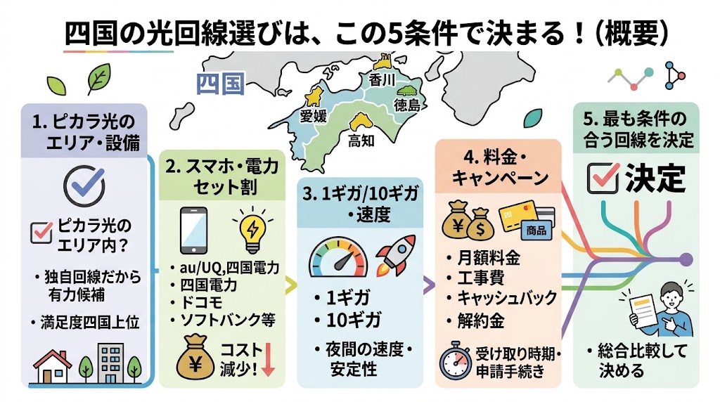 四国の光回線はエリア・セット割・速度で条件比較する