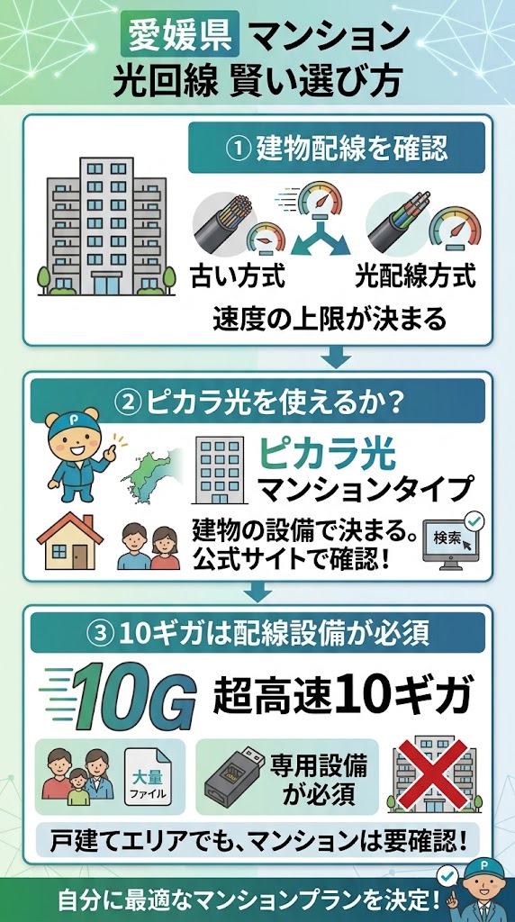 愛媛県のマンションで光回線を選ぶ場合の注意点