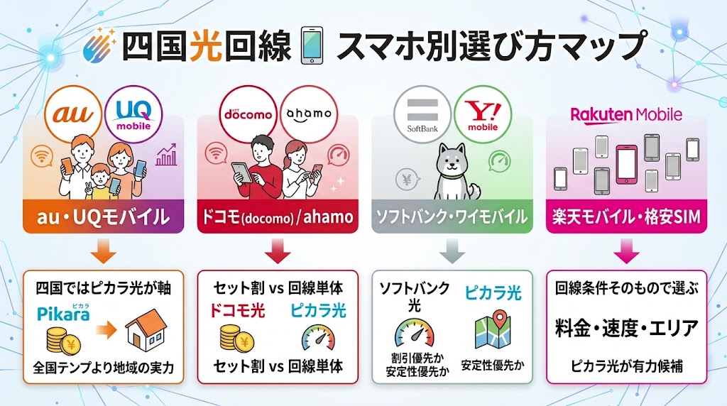 四国の光回線はスマホキャリアでどう変わる？