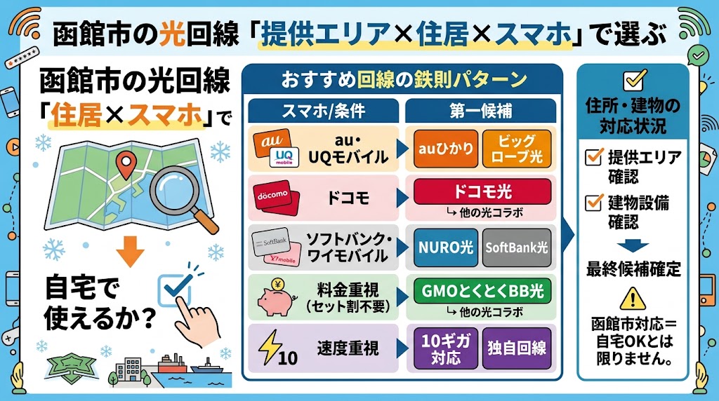 函館市の光回線は「提供エリア×住居×スマホ」で選ぶ