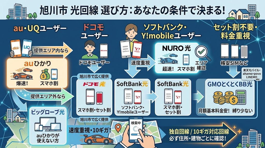 旭川市でおすすめの光回線は条件で変わる